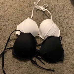two bathing suit tops(white from target/ black vs)